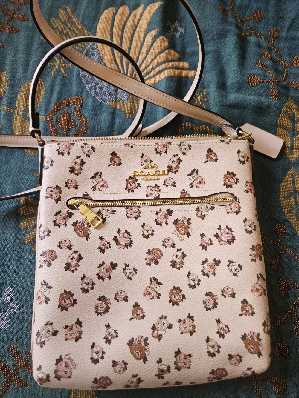 Coach Pink Floral Crossbody with Gold Hardware